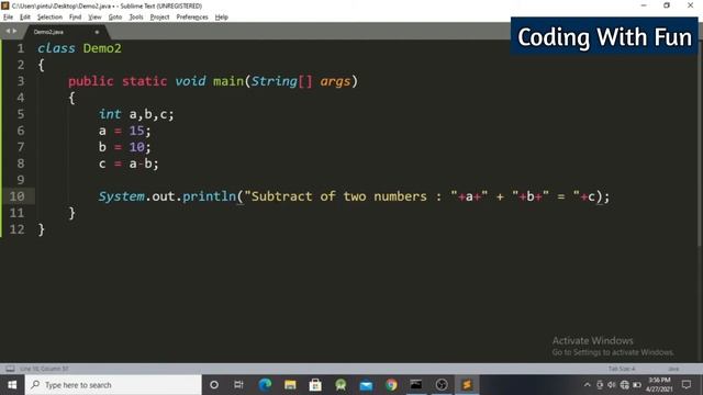 Java Program Example: Sum of Two Numbers | Coding With Fun смотреть онлайн