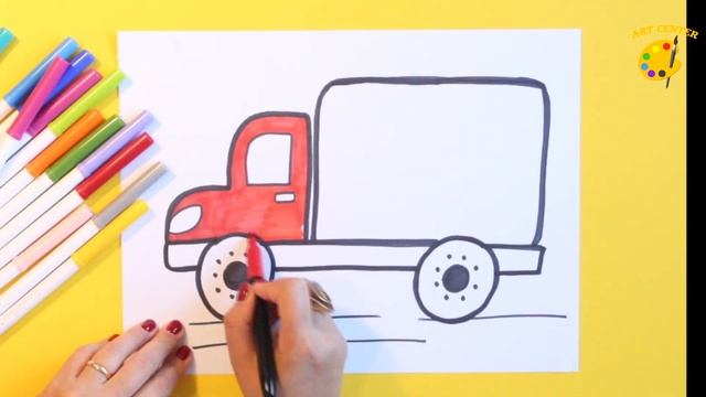 How to Painting Colorful Truck for kids смотреть онлайн