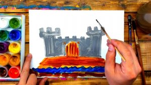 Рисуем ЗАМОК рыцаря красками ГУАШЬ для детей