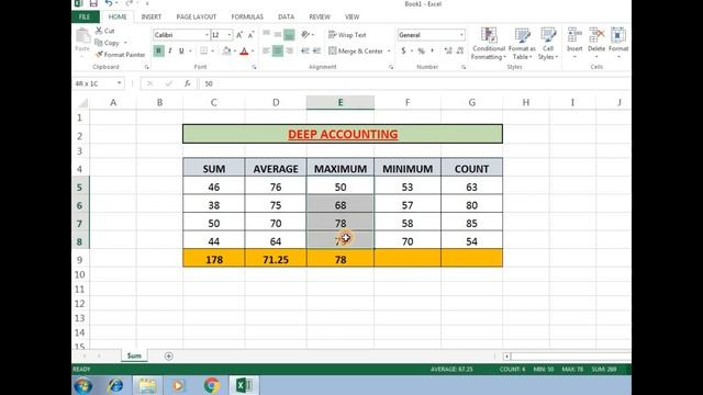 Use of Sum, Average, Max, Min & Count Formula in Excel. Detail Explanation in Hindi| #deepaccountin смотреть онлайн