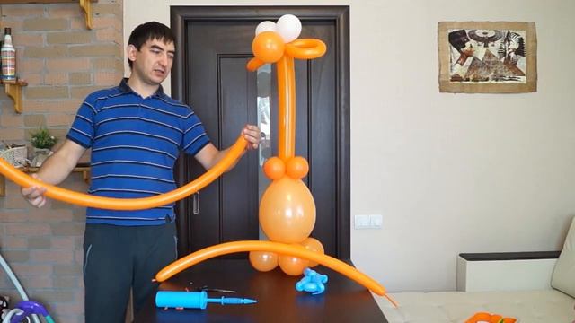 Жираф из воздушных шаров. Giraffe from balloons. смотреть онлайн