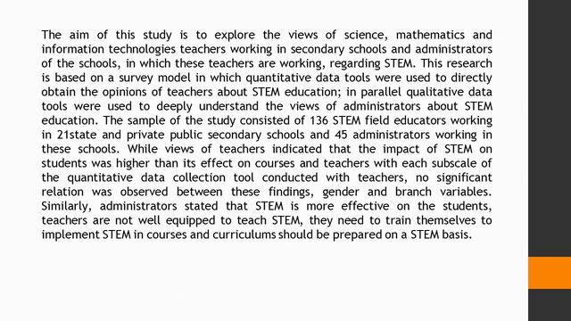 STEM Education through the Perspectives of Secondary Schools Teachers and School Administrators in смотреть онлайн