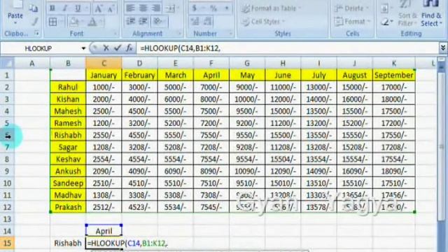 Using Hlookup Formula in MS Excel 2007 Tutorials in Hindi Part 26 смотреть онлайн