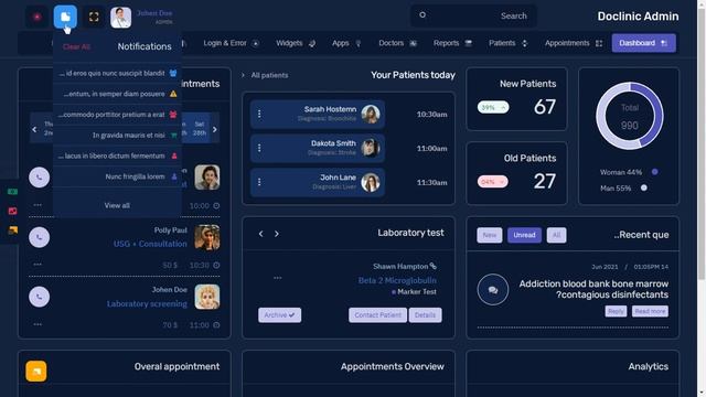 Doctor Dashboard Web App Bootstrap Admin Templates with RTL Dark Theme смотреть онлайн