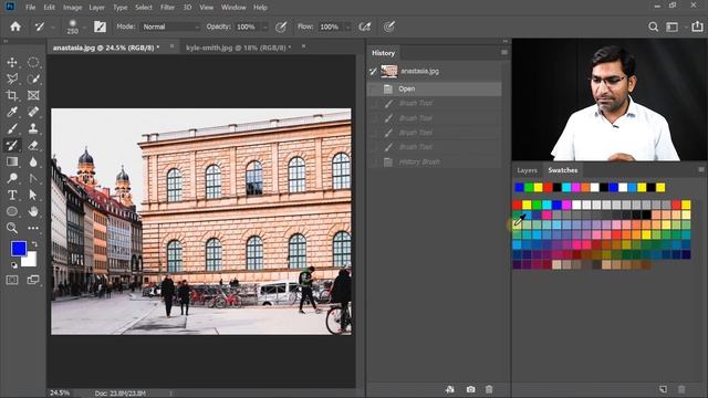 History Brush Tool, History Panel & Art History Brush in Photoshop Tutorials in Hindi - Class 19 смотреть онлайн