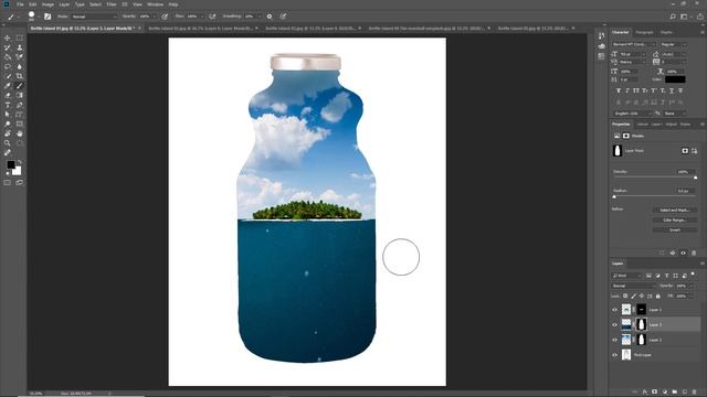 How to put images inside a bottle using Photoshop смотреть онлайн