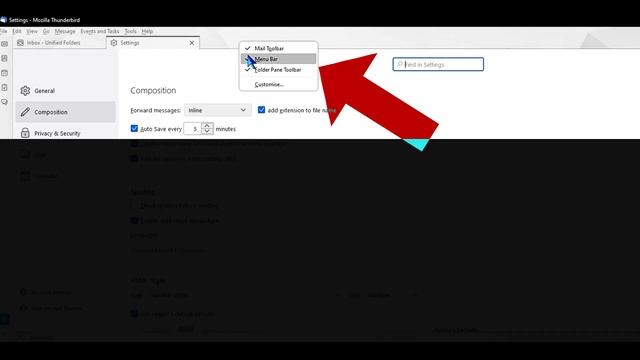 Show the Top Toolbar Menu, And Manually Check For An Update In Thunderbird Email Client смотреть онлайн