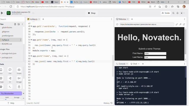 Basic Node and Express Get Data from POST Requests Learn freeCodeCamp Part 12 смотреть онлайн