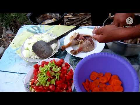 Влог. Узбеки готовят в казане гуся. Я жарю овощи на мангале. смотреть онлайн