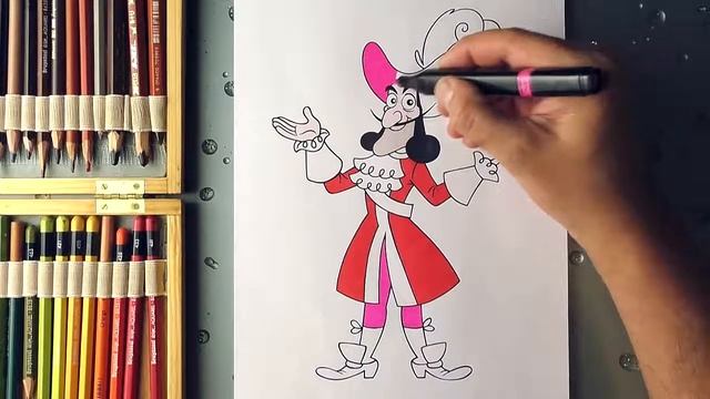 How to Coloring Captain Hook. Jake and the Never Land Pirates Coloring Pages for kids. смотреть онлайн