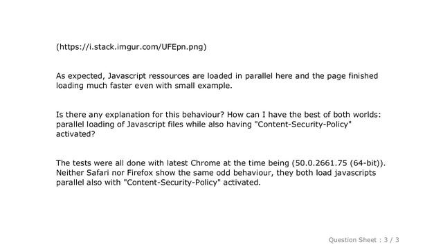 HTML : Why does Content-Security-Policy force Chrome to load Javascript sequentially? смотреть онлайн