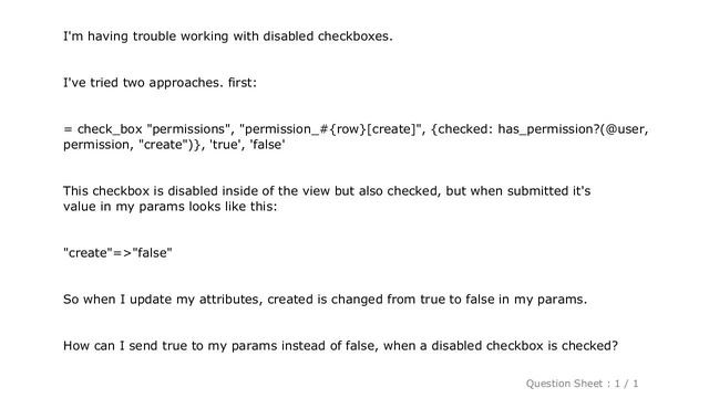 HTML : Rails, how to submit disabled checkbox with true when checked смотреть онлайн