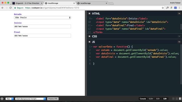 localStorage para salvar preferências com JavaScript смотреть онлайн