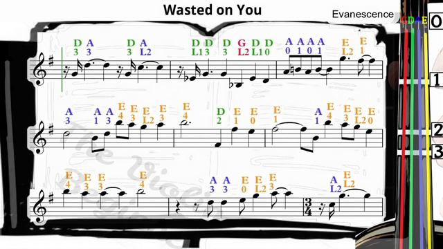 Wasted On You | Evanescence | Violin SHEET MUSIC [With Fingerings] [Level 4]