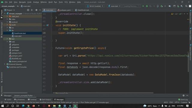 Flutter Streams - Dart Stream Real time Example - Fetch Crypto Currency price from API смотреть онлайн