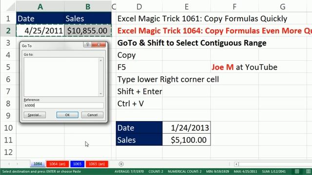 Excel Magic Trick 1064: Copy Formulas Even More Quickly With F5 Key and Shift + Enter смотреть онлайн