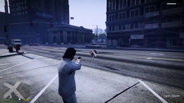 Рыжий хаски в игре GrandTheftAuto загрыз стрелка