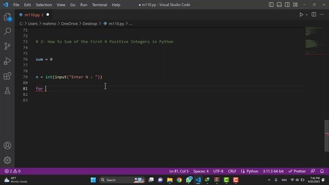How to Sum of the First N Positive Integers in Python смотреть онлайн