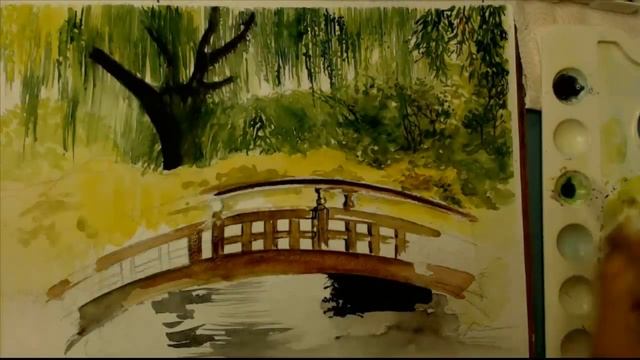 Как нарисовать ивы акварелью.How to draw a willow watercolor. смотреть онлайн