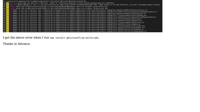 How to fix error cannot find module @microsoft/sp-build-web.When trying the sp-dev-ebpart samples? смотреть онлайн