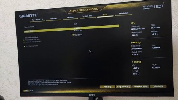 Не включается Faceit AC на Windows 11 Secure boot Enable