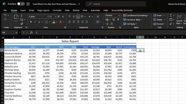 Simultaneously Insert Blank Line after each rows and Sort Descending in Excel смотреть онлайн
