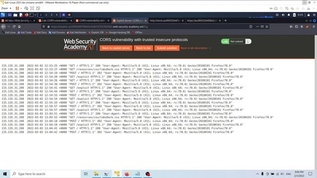 Lab: CORS Vulnerability With Trusted Insecure Protocols
