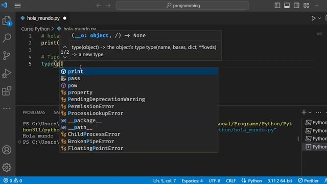 CURSO de Python (desde cero) visual studio code - Hola mundo #1 смотреть онлайн