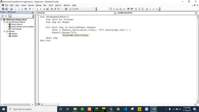 How to get Shape Name, Text and Delete Shape in VBA смотреть онлайн