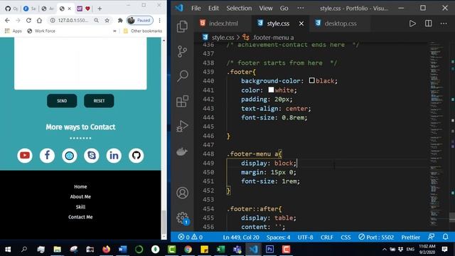 css full course bangla tutorial 63 : Project 3 | portfolio (part-8) | footer design & publish смотреть онлайн