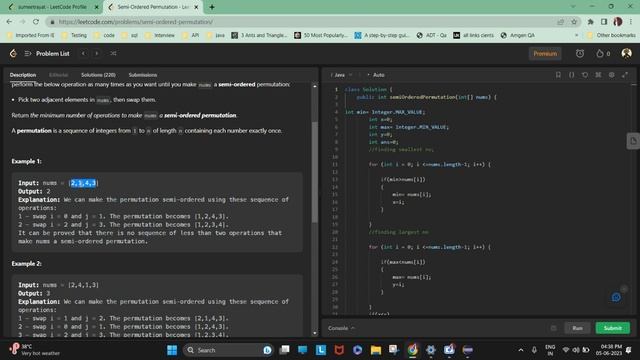 Semi-Ordered Permutation #LeetCode #java #dsa#googleinterview #micosoft #amazoninterviewpreparatio смотреть онлайн