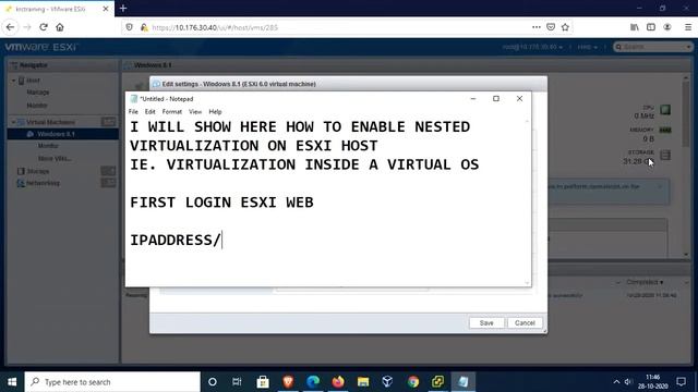 ENABLE NESTED VIRTUALIZATION ON ESXI 6.0 VM ( ORACLE VIRTUAL BOX INSIDE IN AN ESXI VM AS HOST) смотреть онлайн