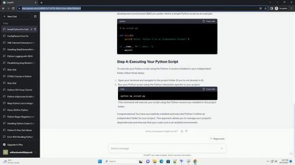 Install and execute python3 inside one same independent folder
