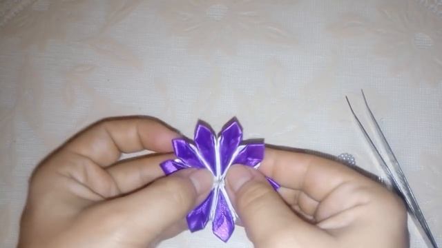 НОВОГОДНЯЯ СНЕЖИНКА КАНЗАШИ, МК / DIY Kanzashi Christmas Snowflake