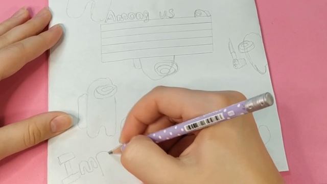 Как украсить тетрадь своими руками рисунками Амонг ас смотреть онлайн