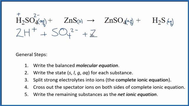 How to Write the Net Ionic Equation for H2SO4 + ZnS = ZnSO4 + H2S смотреть онлайн
