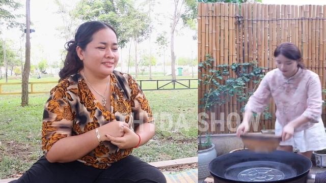 React ! Beautiful girl cooking chicken with coconut at home смотреть онлайн