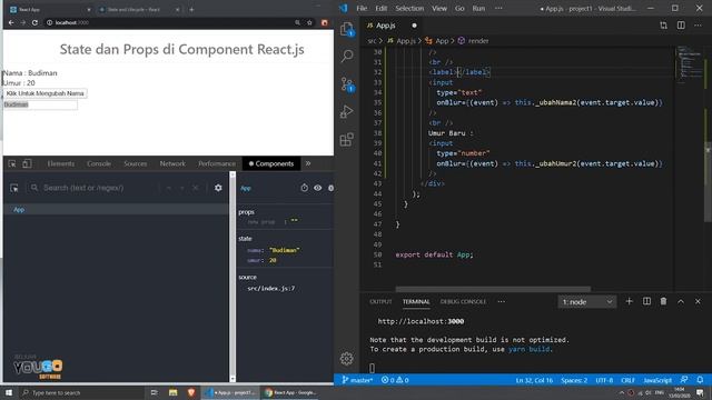 Tutorial React.js Part-6 : State dan Props di Component React.js смотреть онлайн