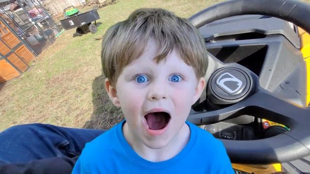 Lawn mower v. Dump Truck - kid vs. dad! Who will win? | KIDS AND LAWNMOWERS смотреть онлайн