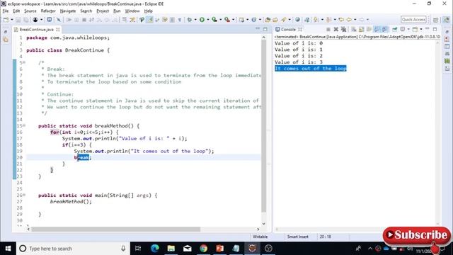 What is a break and continue in java? смотреть онлайн
