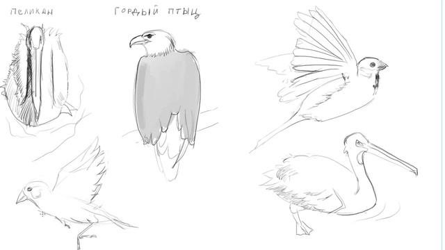 Рисование набросков птиц в Photoshop смотреть онлайн