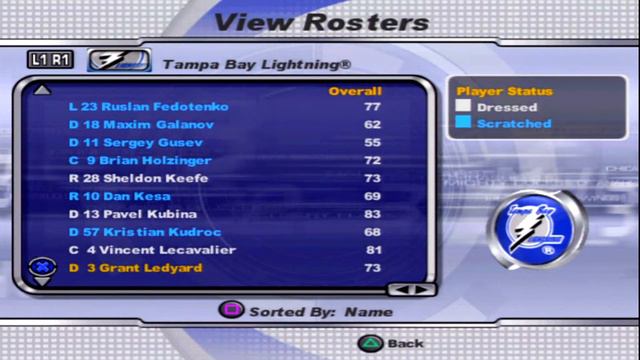 NHL 2003 Tampa Bay Lightning Overall Player Ratings смотреть онлайн