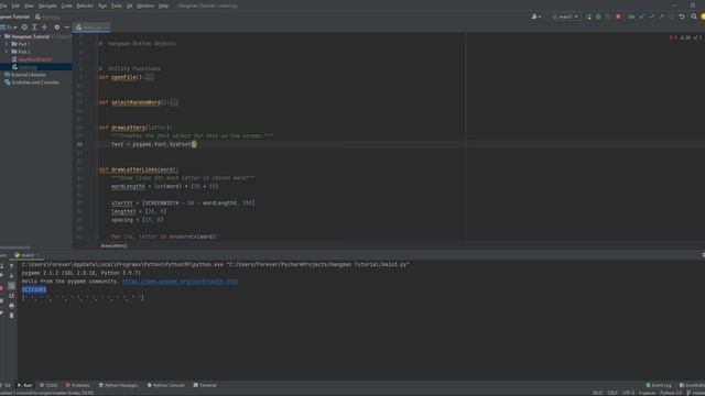 Hangman - Create Alphabet Buttons Draw Hidden Word | Python | Pygame Module | Programming Beginners смотреть онлайн