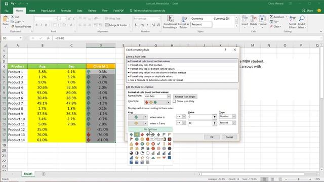 Use two arrow icon set with conditional formatting in Excel by Chris Menard смотреть онлайн