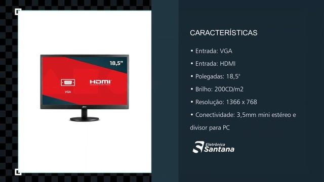Monitor 18,5 LED HD Widescreen HDMI VGA E970SWHNL AOC смотреть онлайн