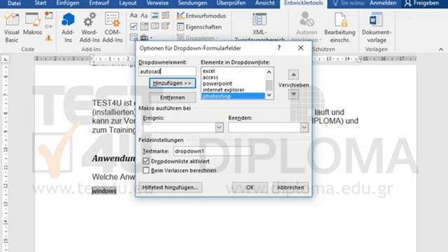 Fügen Sie in die Dropdownliste die Optionen Photoshop und Autocad ein.
Löschen Sie dann das... смотреть онлайн