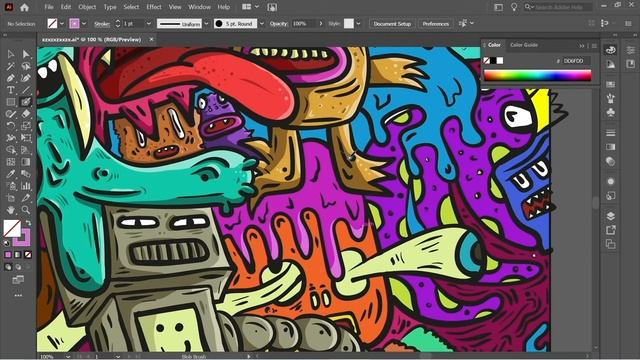 Doodle Art Drawing [SPEED ART] Illustrator Creative Art 2021 смотреть онлайн