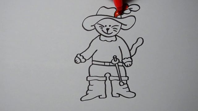 Disegnare Il Gatto Con Gli Stivali, Disegno Facile Per Bambini как нарисовать кота в сапогах