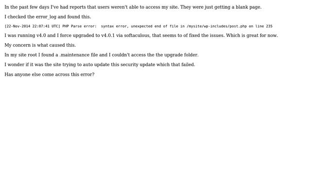 Wordpress: Upgrading to 4.1 fixed parse error смотреть онлайн