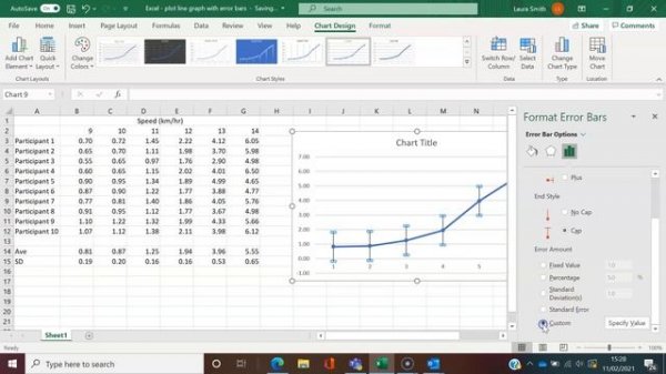 Excel - How to plot a line graph with standard deviation